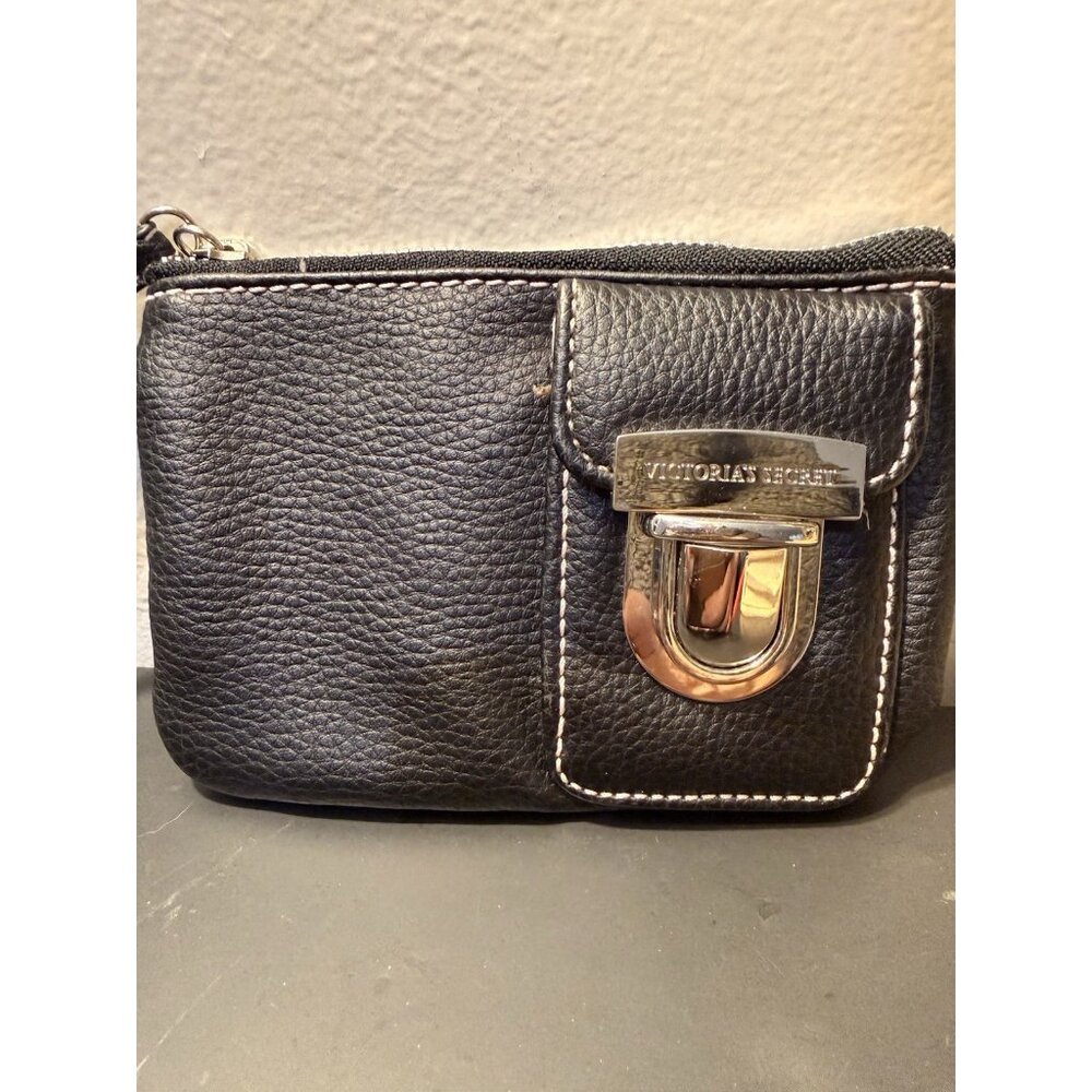 Y2K Style‎ Victoria’s Secret Small Black Clutch Purse w/Buckle Pink Stitching - Picture 2 of 6